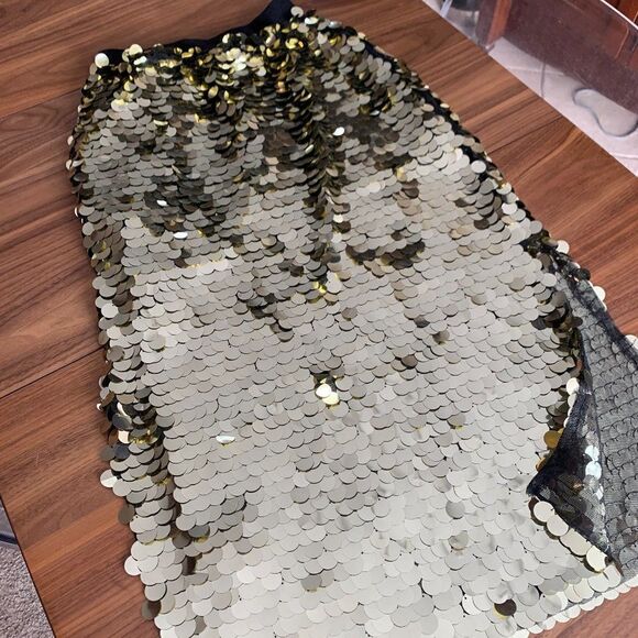 Maxi skirt, French Connection, SZ S, golden sequins, lined, elastic waist - Picture 2 of 16